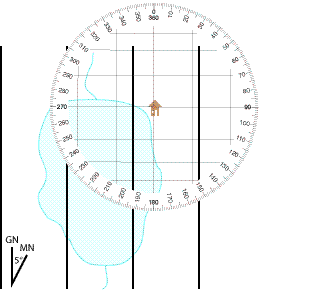 Rotate the protractor to align it with north