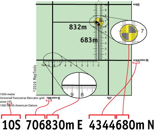 Maptools Super GTA MGRS/UTM Coordinate Grid Reader & Protractor