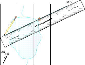 Extend the bearing line towards the unknown point