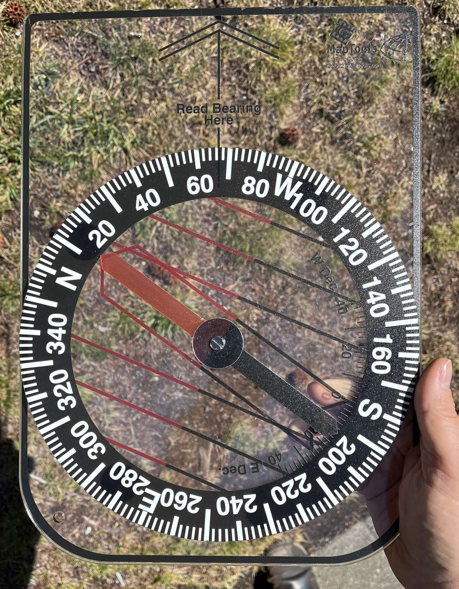 Using a compass to measure a bearing