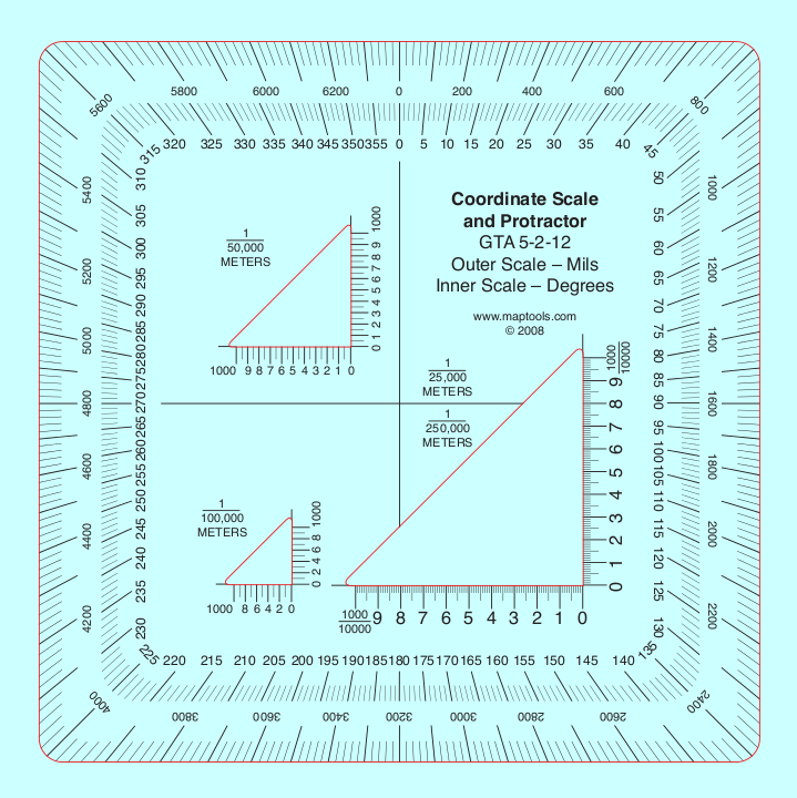 Military Map Protractor 2-Pack Set - Coordinate Scales for Map Navigation