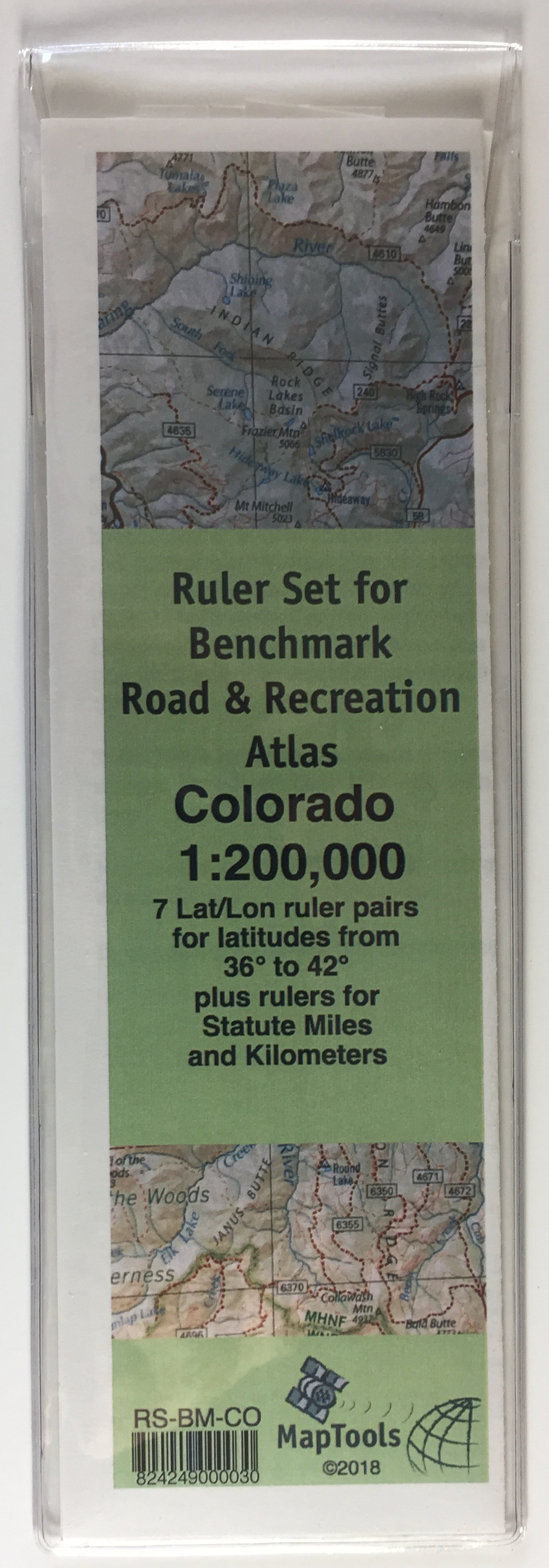 MapTools Product -- Ruler Set for Benchmark Road & Recreation  Atlas-Colorado 1:200,000